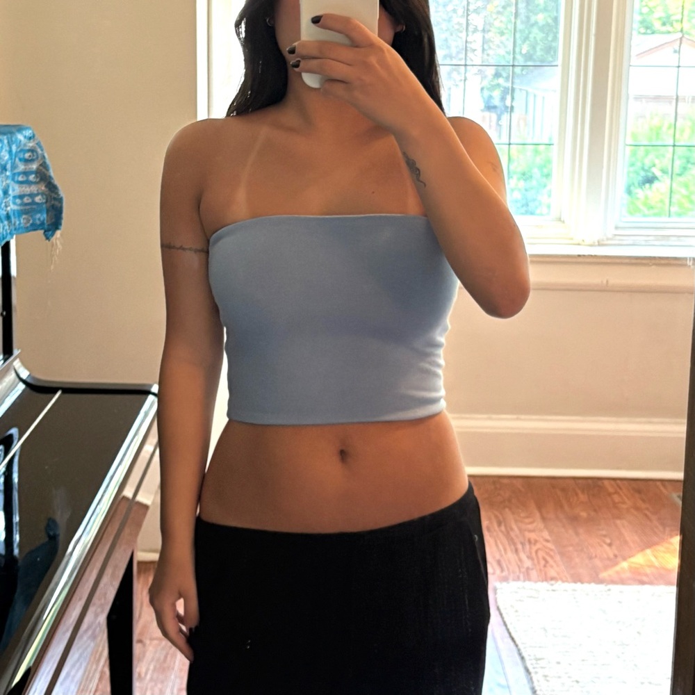 Tiger Mist Baby Blue Strapless Bandeau Tube Top